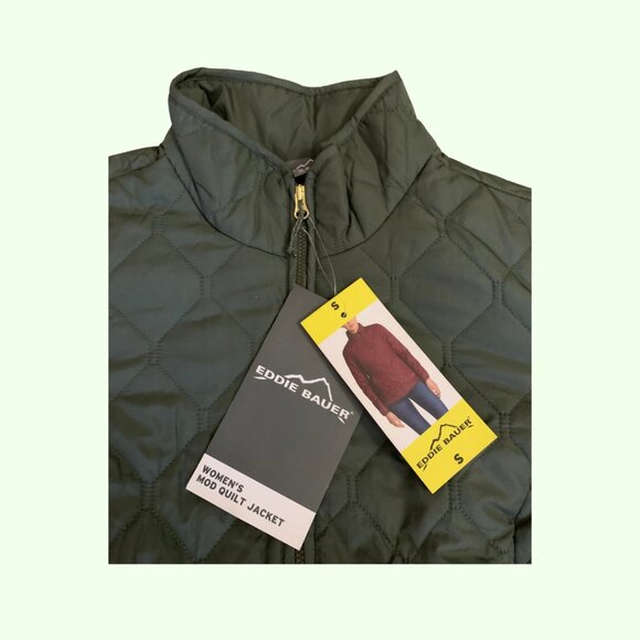 Eddie Bauer Women’s Olive Mod Quilt Jacket - SMALL - NWT - Picture 9 of 13